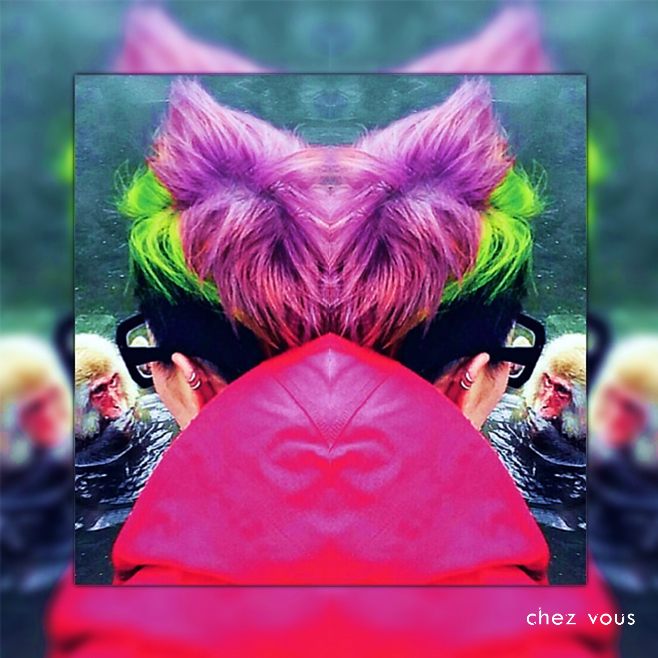 Done by Associate Salon Director of Chez Vous: Readen Chia | Design: Block Hair Colouring with Neon Lime Green and Pastel Peach Purple