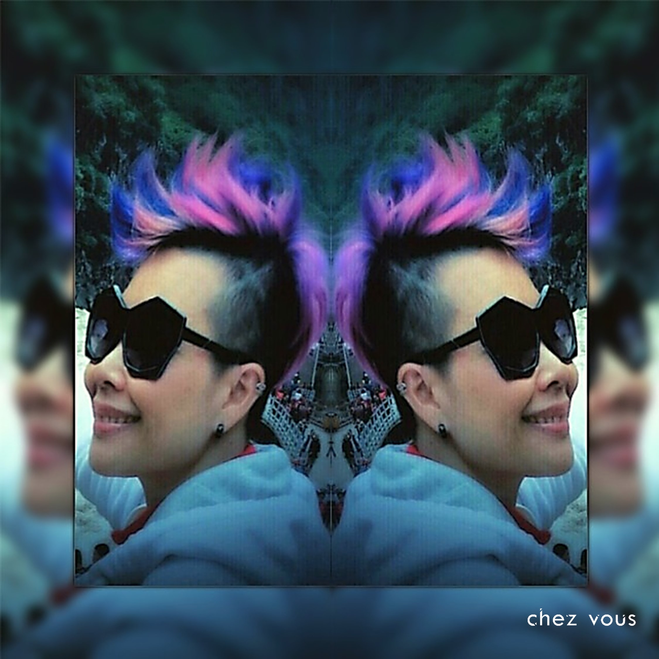 Done by Associate Salon Director of Chez Vous: Readen Chia | Design: Block Hair Colouring with Neon Pink and Shocking Blue