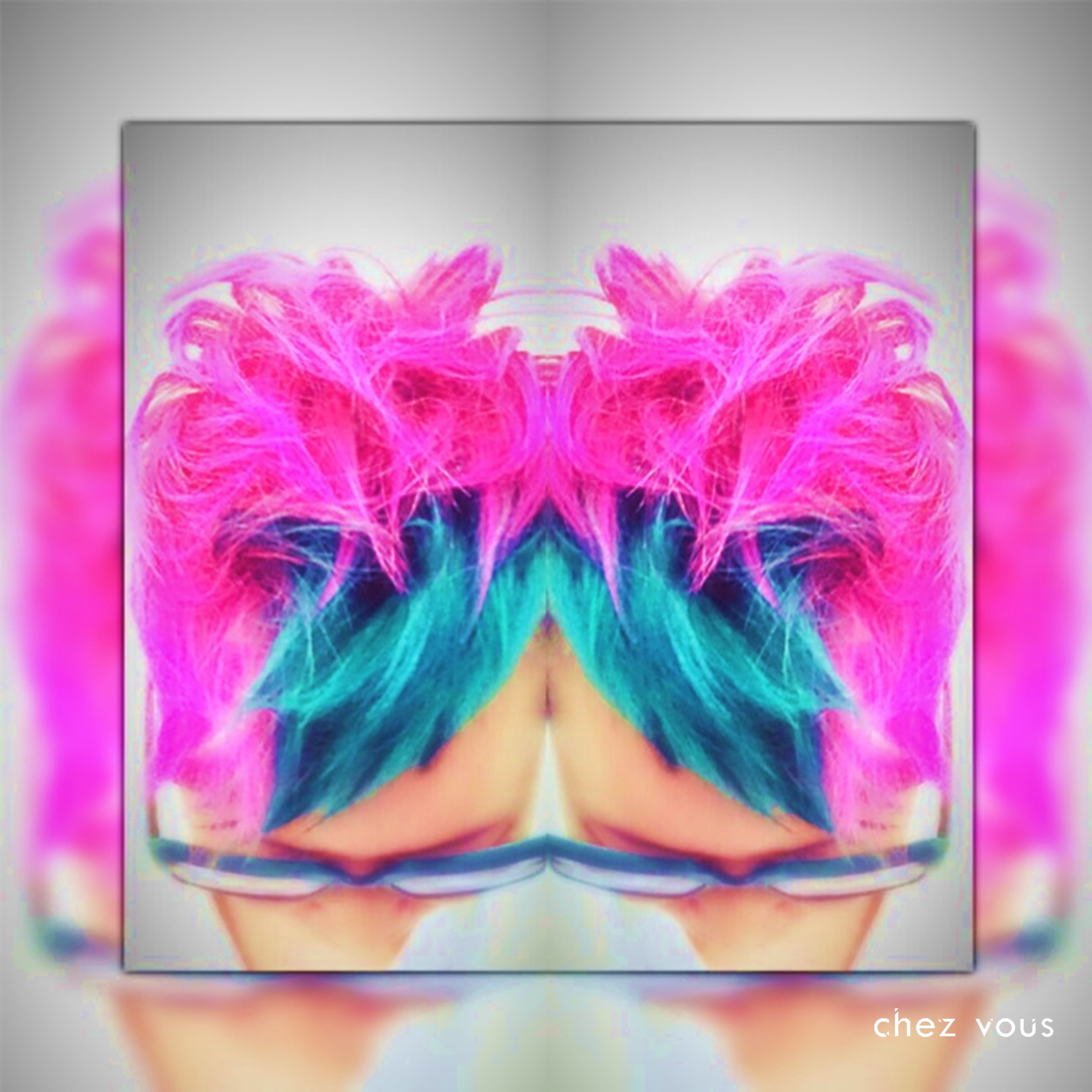 Done by Associate Salon Director of Chez Vous: Readen Chia | Design: Block Hair Colouring with Neon Pink and Turquoise