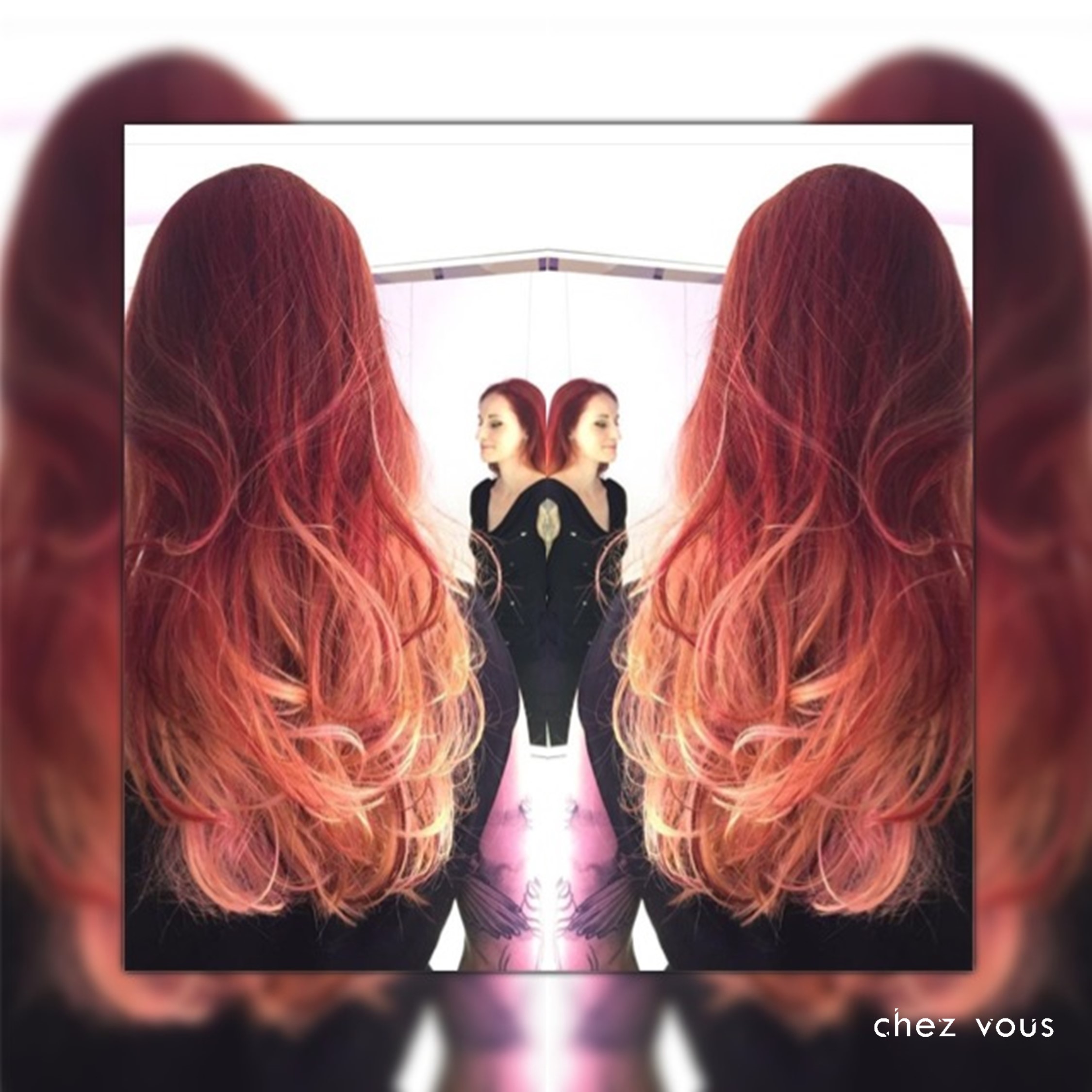 Done by Associate Salon Director of Chez Vous Shawn Chia Design Melted Fiery Red Ombre