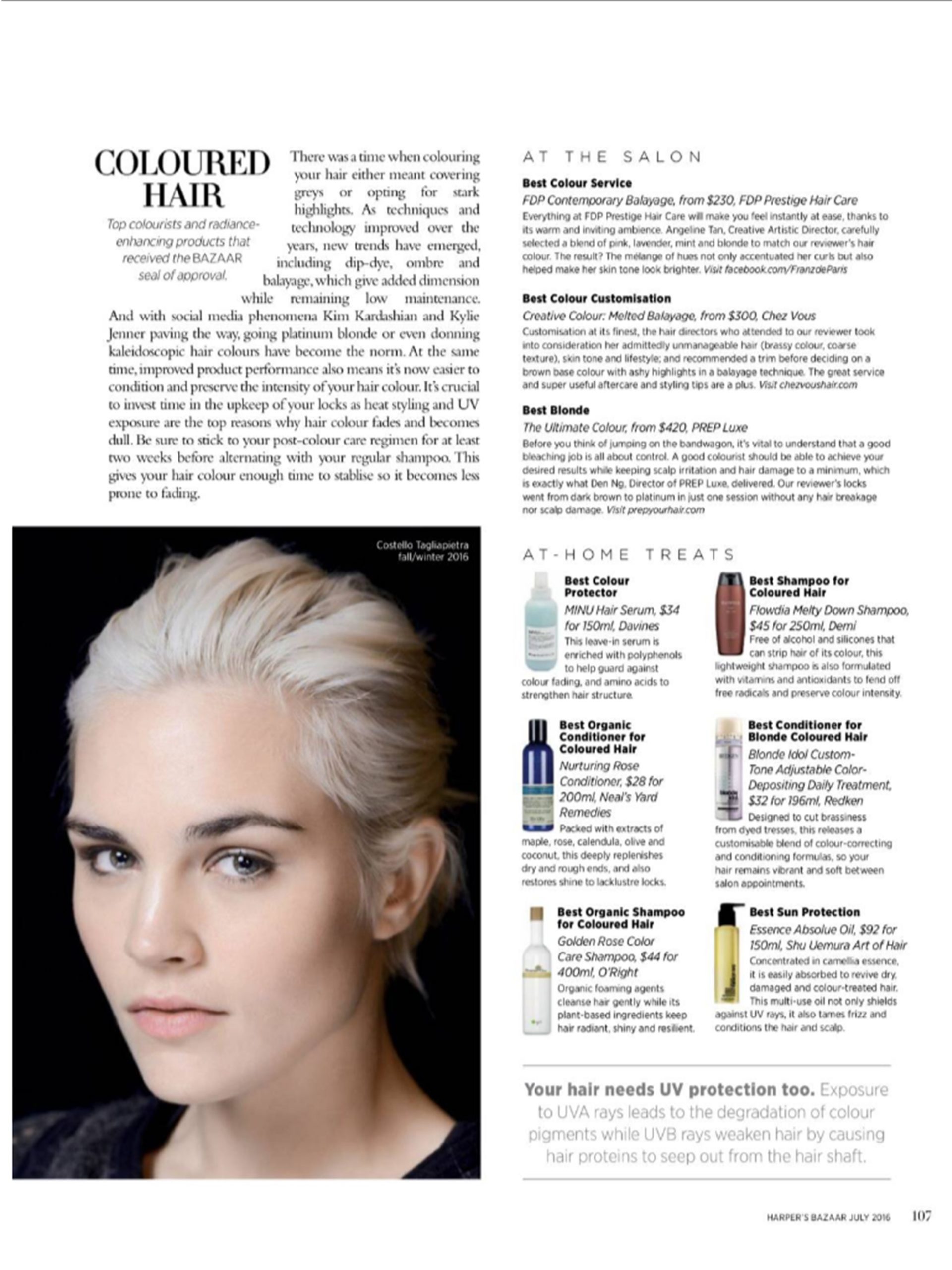 Harper's Bazaar Hair Awards: Winner of Best Color Customisation - Chez Vous Salon