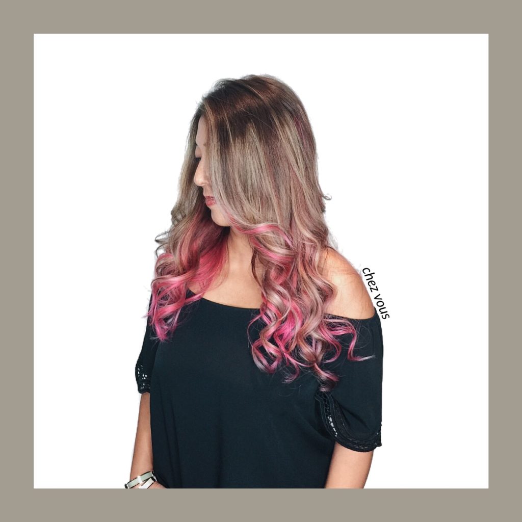 Ash Brown Balayage Hair with Pink Underlights, Designed by Associate Salon Director of Chez Vous, Veyond Chong