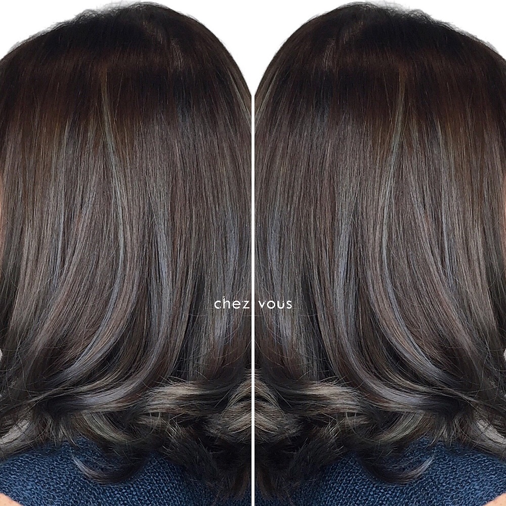 Ash Brown and Charcoal Grey Babylights X Balayage, Designed by Associate Salon Director, Veyond Chong, Chez Vous Hair Salon