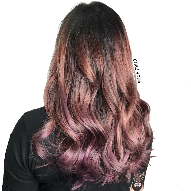 Rose Pink Brown Balayage Designed by Associate Director of Chez Vous, Shawn Chia